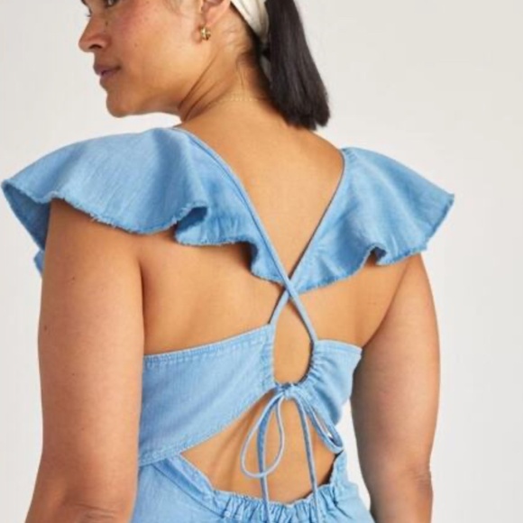Anthropologie Denim Flutter sleeve midi dress NWT - Picture 3 of 8